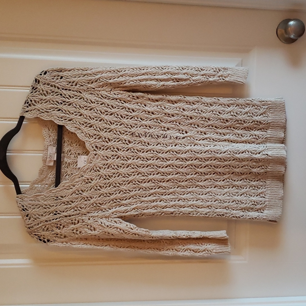 Ann Taylor LOFT Oatmeal Crochet Top